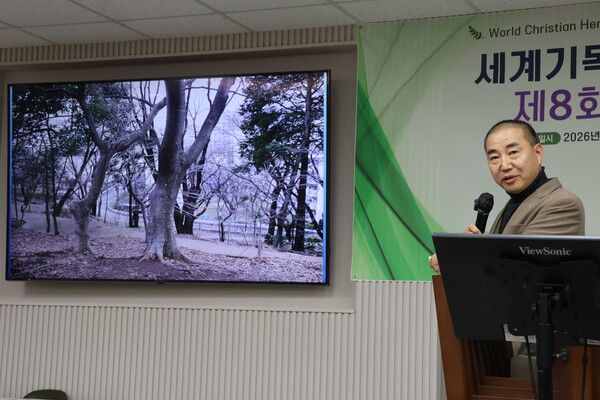 일본 청년들이 '성지'로 지정된 곳에서 붙들고 기도한 나무